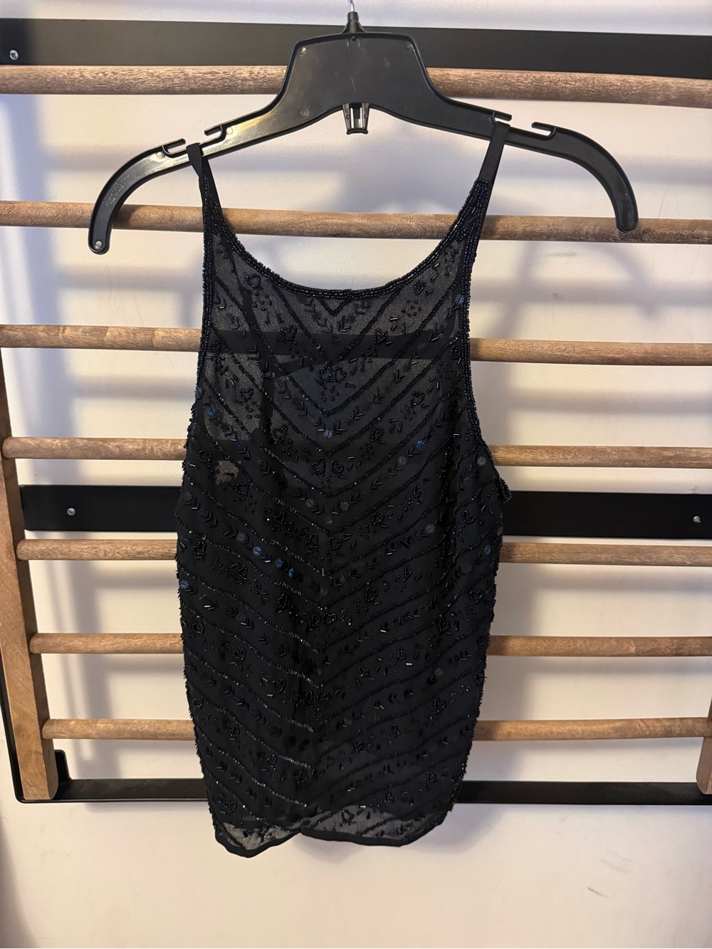 Topshop Black Beaded Sheer Camisole